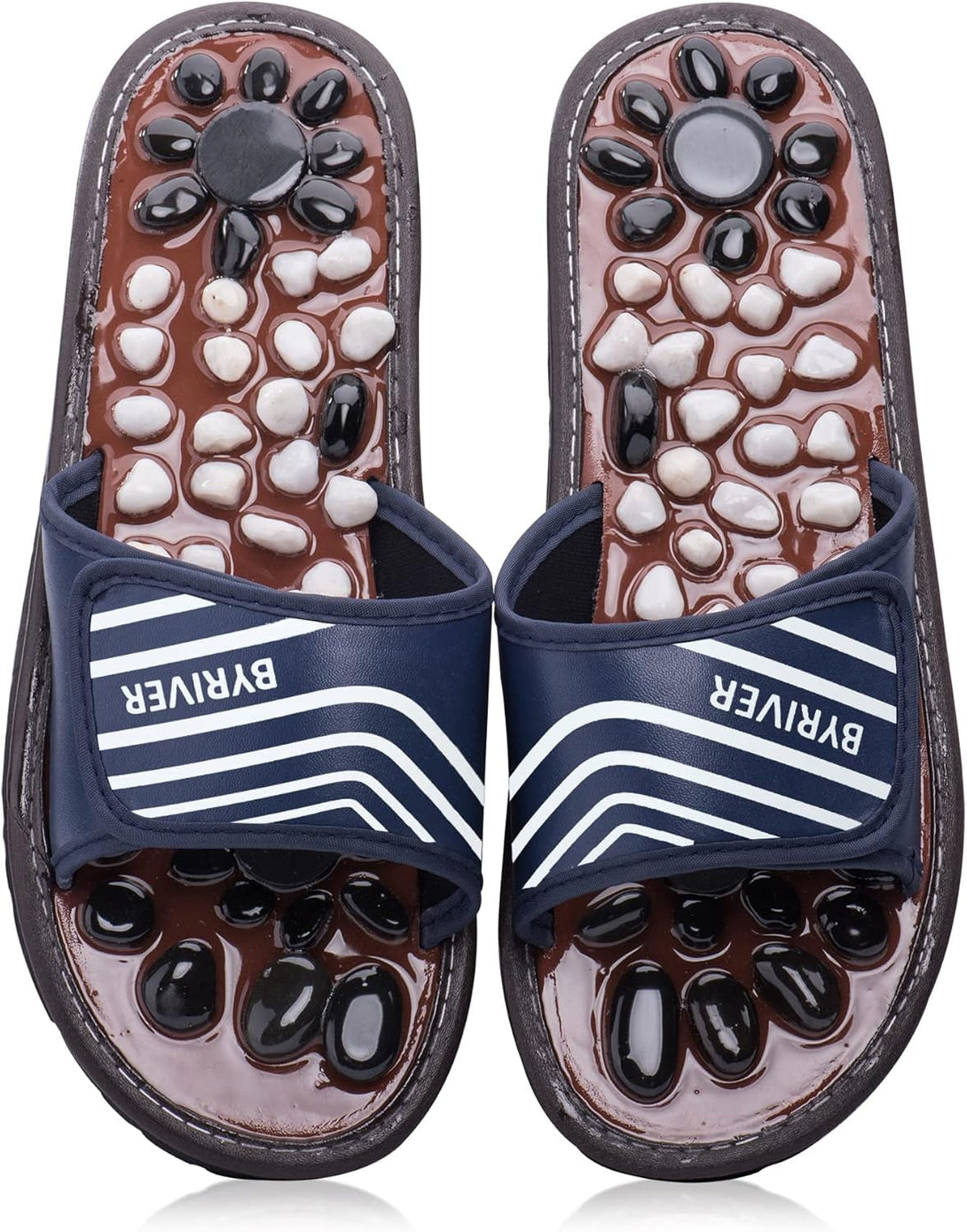 Acupressure Mat Pebble Foot Massager Relaxer Pain Relief Health Sandals Slippers Relaxation Gifts for Men Women(Blue25)