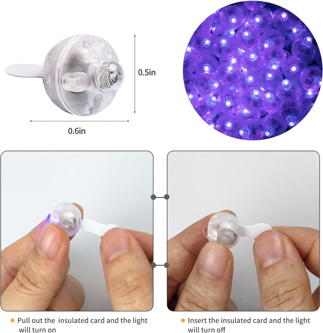 Aogist 50Pcs Purple Balloon Lights,Long Standby Time Waterproof Mini Light,Battery Powered,Round LED Ball Lamp for Latex Balloon Paper Lantern Party Wedding Festival Christmas Halloween Decorative