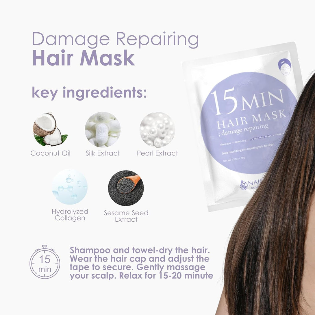 15 Min Pamper Me Kit by Naisture – Korean Spa Kit for Women with Hair Mask, Hand and Foot Masks, Eye Mask, and Face Masks