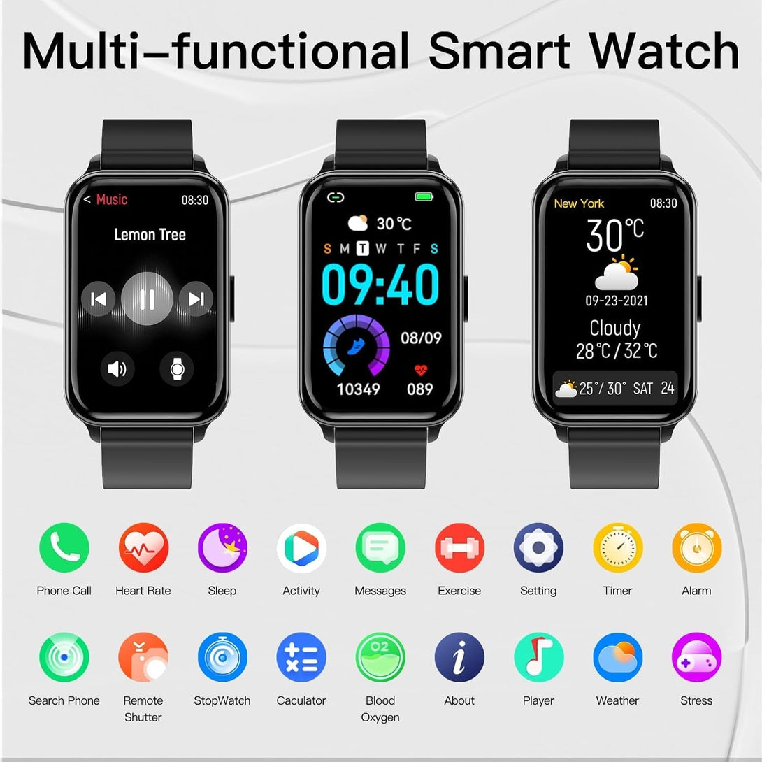 Fitness Tracker Smart Watch Make/Answer Calls for Women Men with Heart Rate Blood Oxygen Sleep Monitor Sports Modes Step Calorie Counter IP68 Waterproof for Android Phones and Iphone