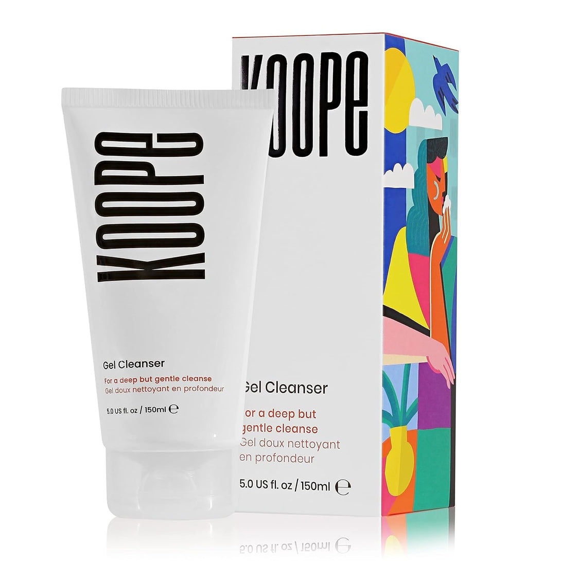 Koope Gel Face Wash, Cleanser for All Skin Types, Gentle, Soap-Free, Ph Balanced, Makeup Remover with Oat Amino Acids, Cucumber, Kiwi & Aloe, Free of Parabens, Sulphates & Fragrances, Vegan, 5.0 FL OZ