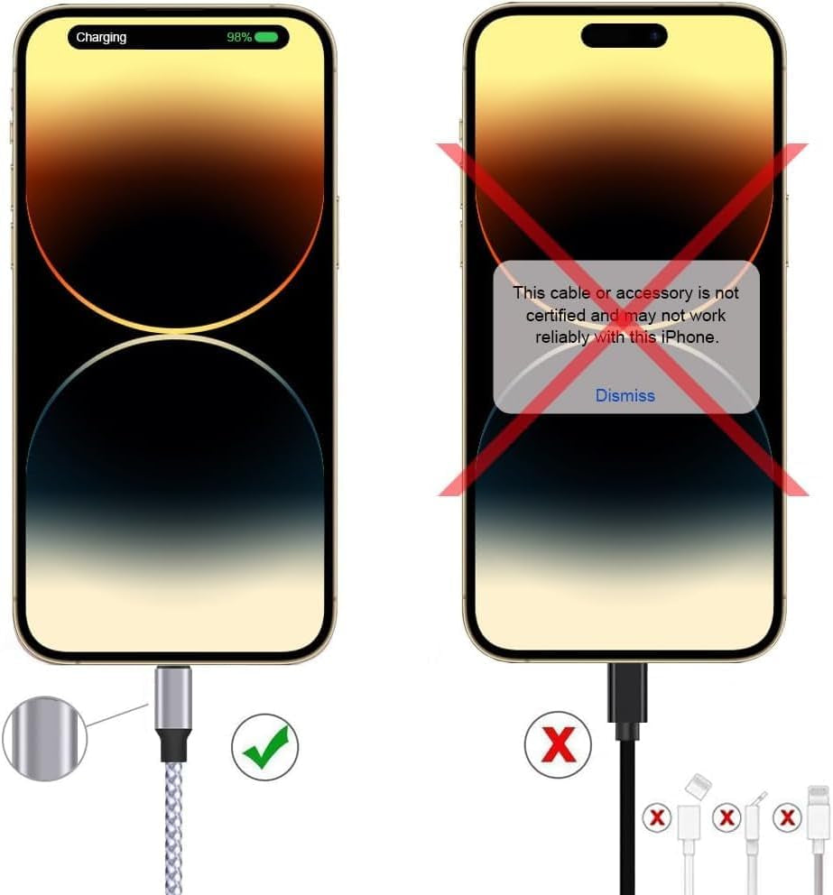 TAKAGI for Iphone Charger, [Mfi Certified] Lightning Cable 3PACK 6FT Nylon Braided USB Charging Cable High Speed Transfer Cord Compatible with Iphone 14/13/12/11 Pro Max/Xs Max/Xr/Xs/X/8/Ipad