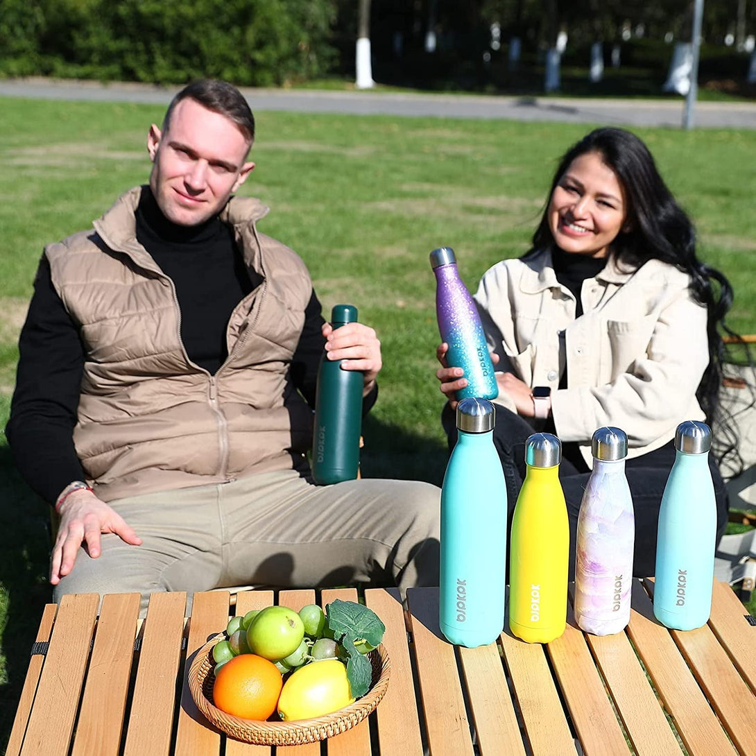 BJPKPK 17Oz Insulated Stainless Steel Water Bottles,Sports Water Bottles Keep Cold for 24 Hours and Hot for 12 Hours,Bpa Free for Travel,Turquoise