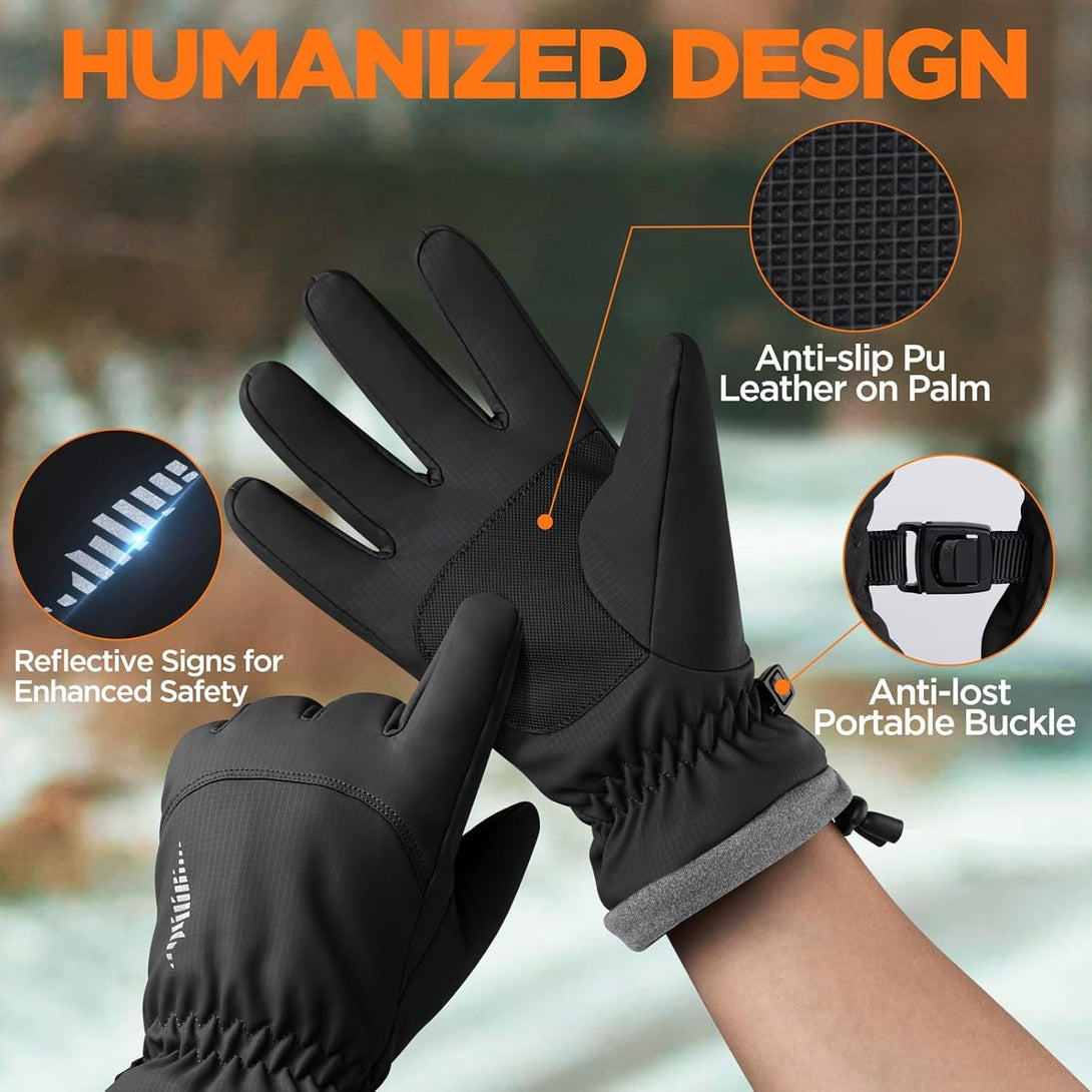 Rivmount Winter Waterproof Ski Snow Warm Gloves for Women Men, Windproof Cold Weather Thermal with Touchscreen Fingers, for Running Driving Cycling Hiking Biking Outdoor Sports Daily Work