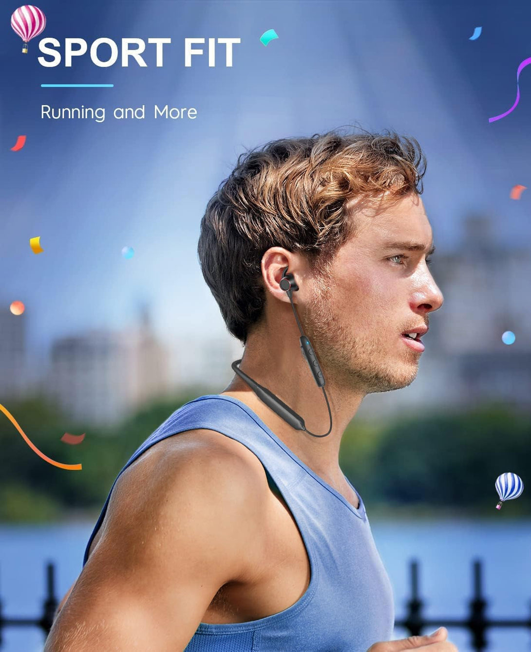 Tecno B1 Bluetooth Headphones, Bluetooth Earbuds Wireless with 60Hrs Playtime, Wireless Bluetooth Headphones for Sports, Sweatproof & IPX5 Waterproof Wireless Headphones（Black）