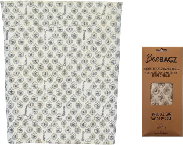1 Pack - Beeaswax Wrap Storage Bag - Plastic and Silicone Free - Reusable Beeswax Food Wrap Bag- (1 Large, 11” X 14” (Grey)