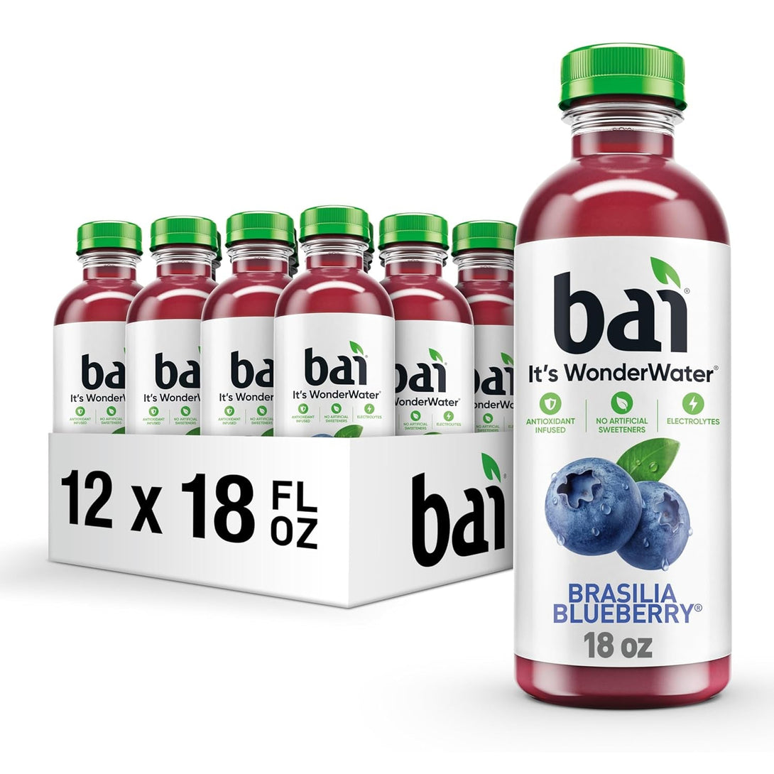 Bai Antioxidant Infused Water Beverage, Brasilia Blueberry, with Vitamin C and No Artificial Sweeteners, 18 Fluid Ounce Bottle, 12 Pack