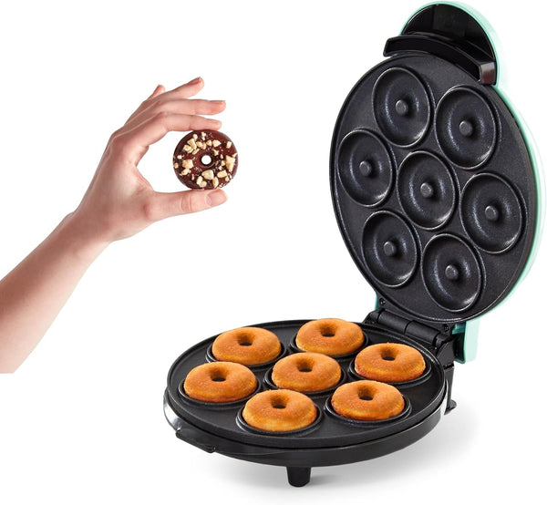 DASH Mini Donut Maker Machine for Kid-Friendly Breakfast, Snacks, Desserts & More with Non-Stick Surface, Makes 7 Doughnuts - Aqua