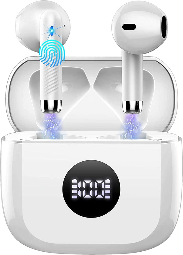 Wireless Earbuds, Bluetooth 5.4 Ear Buds LED Power Display Headphones Bass Stereo, Bluetooth Earbuds In-Ear Noise Cancelling Mic, 40H Playback Mini Case IP7 Waterproof Sports Earphones for Android Ios
