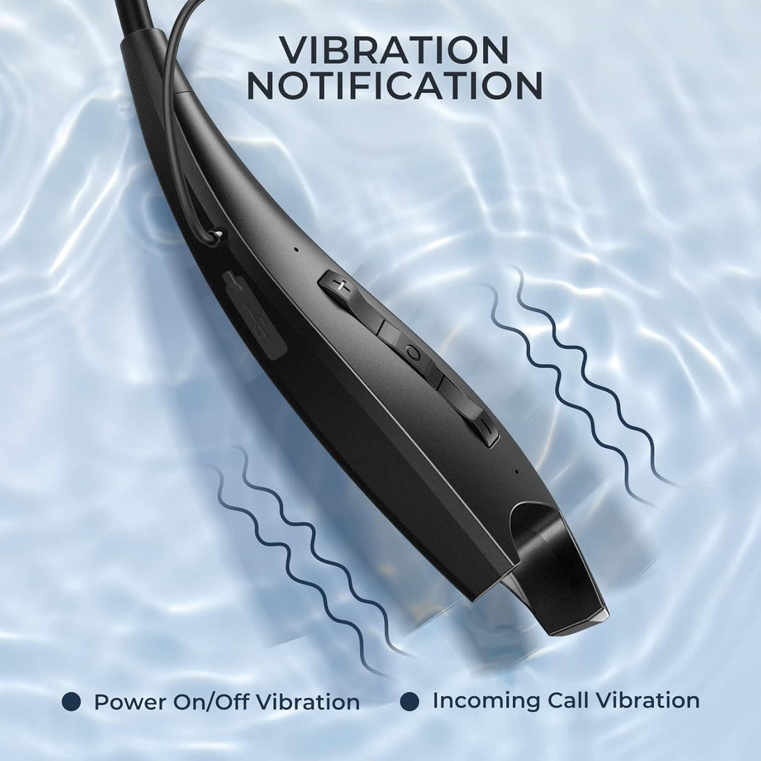 Neckband Bluetooth Headphones, around the Neck Headphones 24H+ Playtime, Bluetooth Headsets with Call Vibration, Shark Jaw Design Wireless Earbuds+Noise Isolation/Built-In Mic/Ipx7 Waterproof