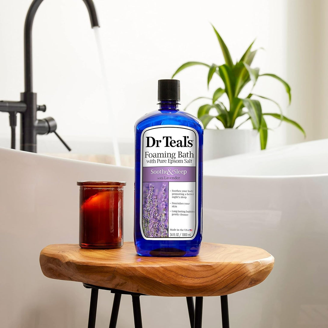 Dr Teal'S Foaming Bath with Pure Epsom Salt, Soothe & Sleep with Lavender, 34 Fl Oz