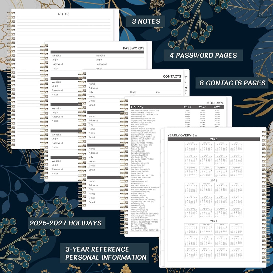 2025-2027 Monthly Planner - 2 Year Monthly Planner/Calendar 2025-2027, Academic Planner, Jul 2025 - Jun 2027, 11" X 9", 24 Months, Tabs, Back Pocket, Holidays, Twin-Wire Binding, Note Pages