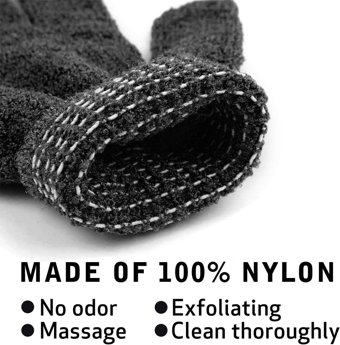 6Pairs Exfoliating Gloves - Premium Black Scrub Wash Mitt for Bath or Shower - Luxury Spa Exfoliation Accessories for Beauty Spa Massage, Suitable for Men and Women