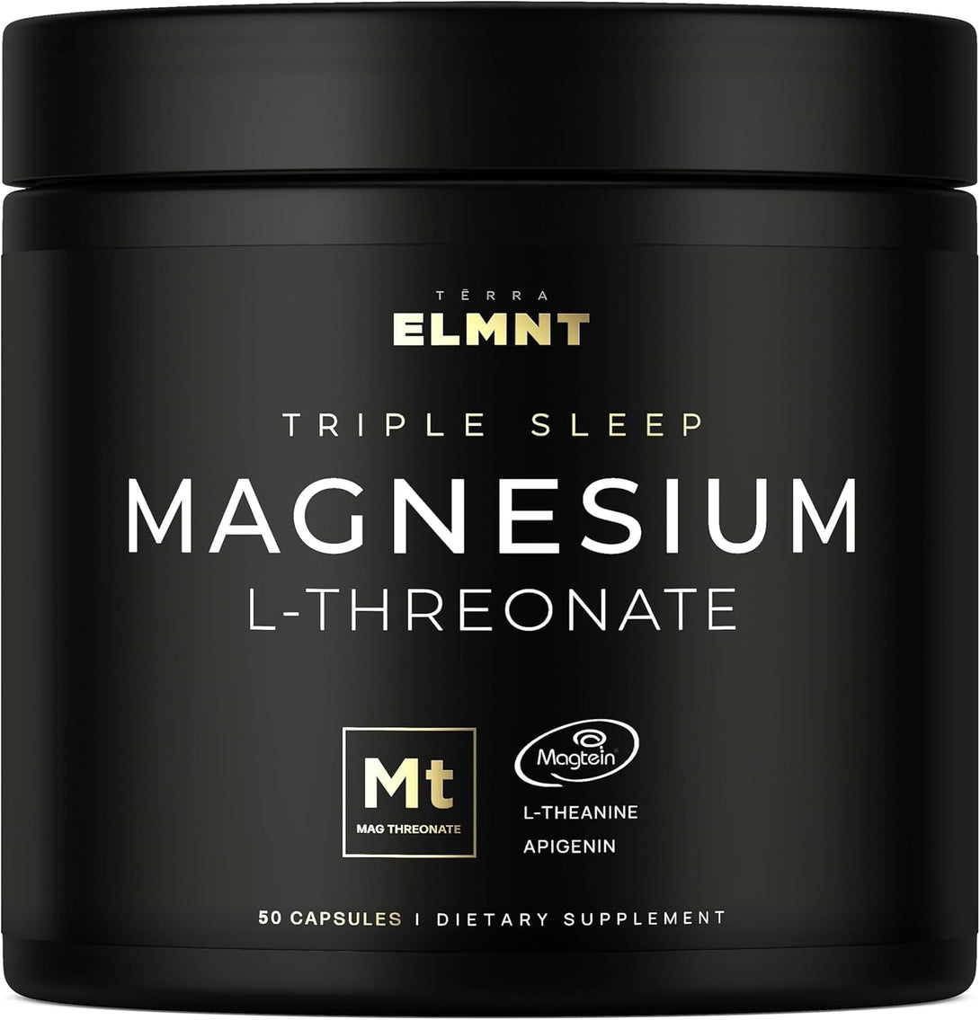 ELMNT Triple Sleep Magnesium Threonate W. Apigenin, Theanine & Magtein Magnesium L-Threonate - Highest Absorption Magnesium Supplement Capsules Natural Sleep Aid for Deep Sleep Calm & Stress Relief