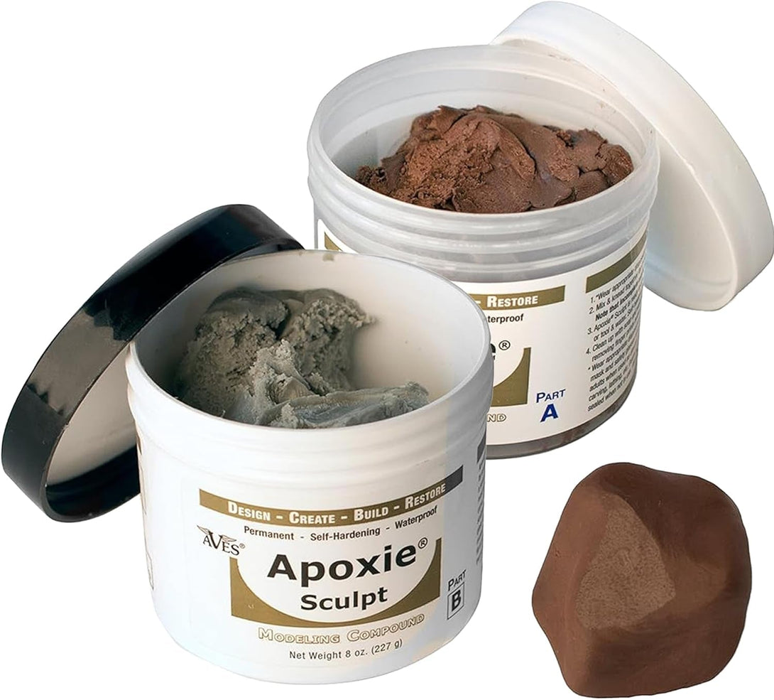 Aves Apoxie Sculpt - 2 Part Modeling Compound (A & B) - 1 Pound, Apoxie Sculpt for Sculpting, Modeling, Filling, Repairing, Simple to Use and Durable Self-Hardening Modeling Compound - Brown
