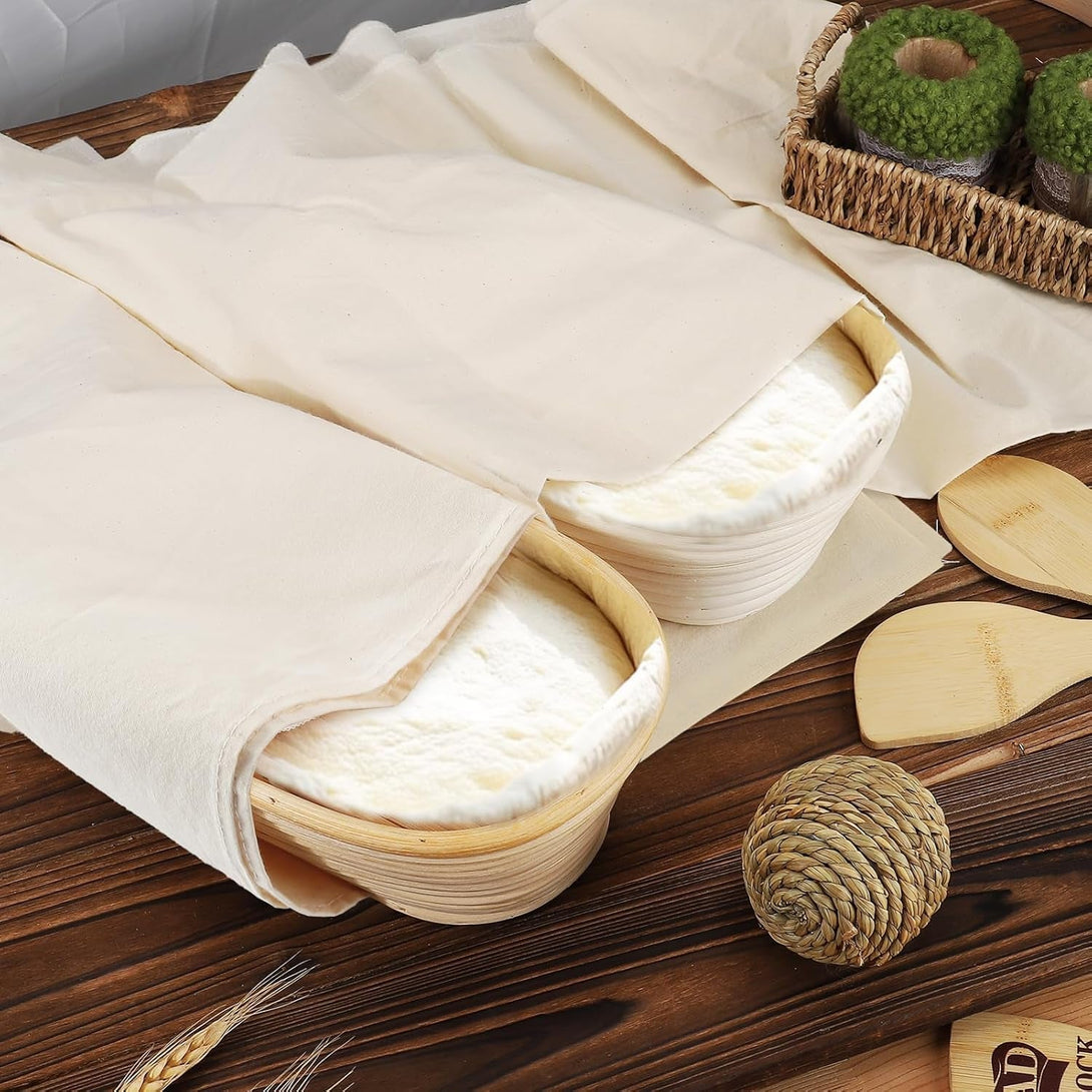 3Pcs All-Cotton Tea Towels for Baking Sourdough - 28" Unbleached Bread Basket Flour Sack Towels, Proofing Cover Cloth for Dough Raising Baguettes Loaves Ciabatta, Bread Making Accessories Bakers Gift