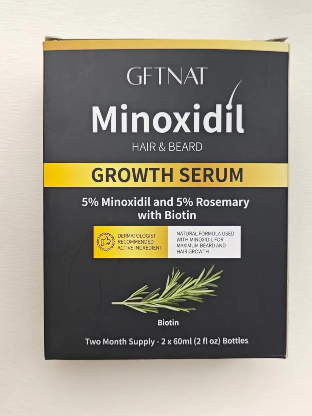 5% Minoxidil with Rosemary for Men and Women Hair Growth,Beard Growth Kit,Scalp Serum for Thicker Fuller Hair(2 X 2 Fl Oz)1