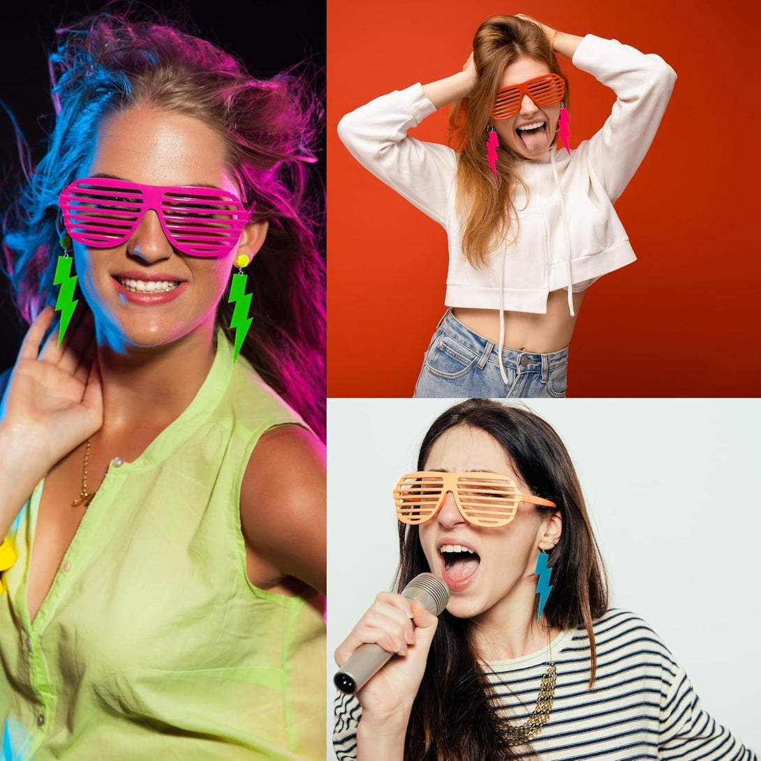 YAROMO 80S 90S Party Favors Birthday Supplies, Hip Hop Theme Gift Neon Earrings Glasses Gloves Necklace Slap Bracelet Neon Hair Scrunchies 80S 90S Party Decorations