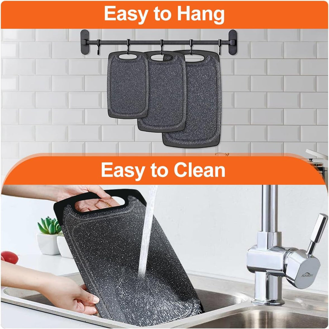 KIMIUP Kitchen Cutting Board (Set of 3),Professional Chopping Boards Sets,Dishwasher Safe Cutting Boards with Juice Grooves & Carrying Handle & No BPA