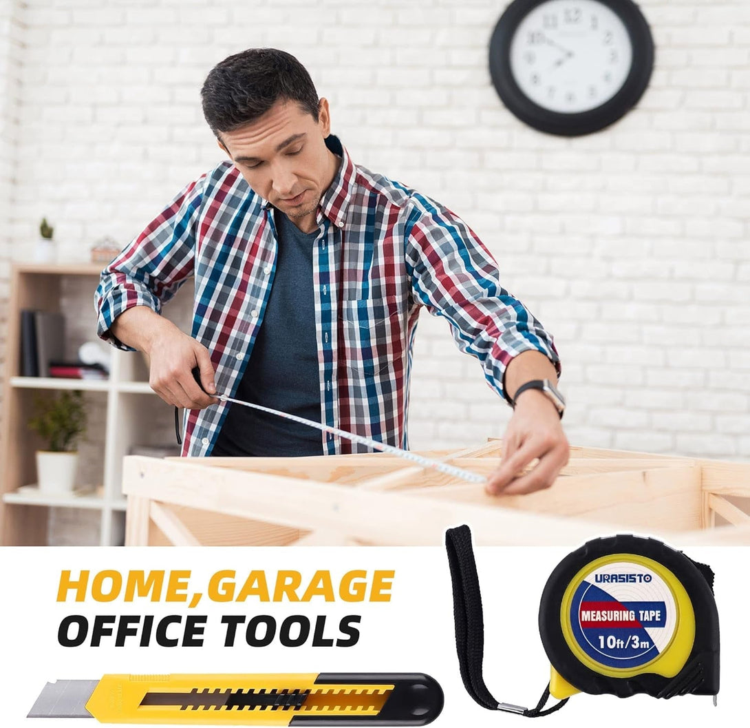 40-Piece Home Tool Kit with Easy Carrying Box, Small Basic Hand Tool Set Perfect for DIY Building, Home Maintenance and Woodworking, Great for College Students