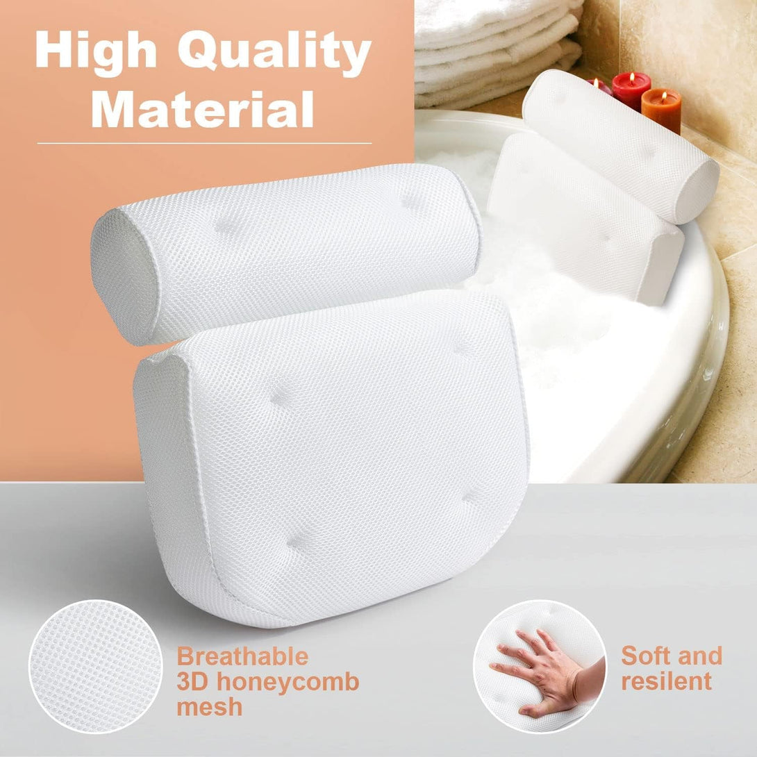 Bath Pillow for Tub, Luxury Bathtub Pillow Back Neck Support Pillow, Relaxing Spa Headrest Cushion for Women Adults Gifts, Must Have Comfort Bathtub Accessories