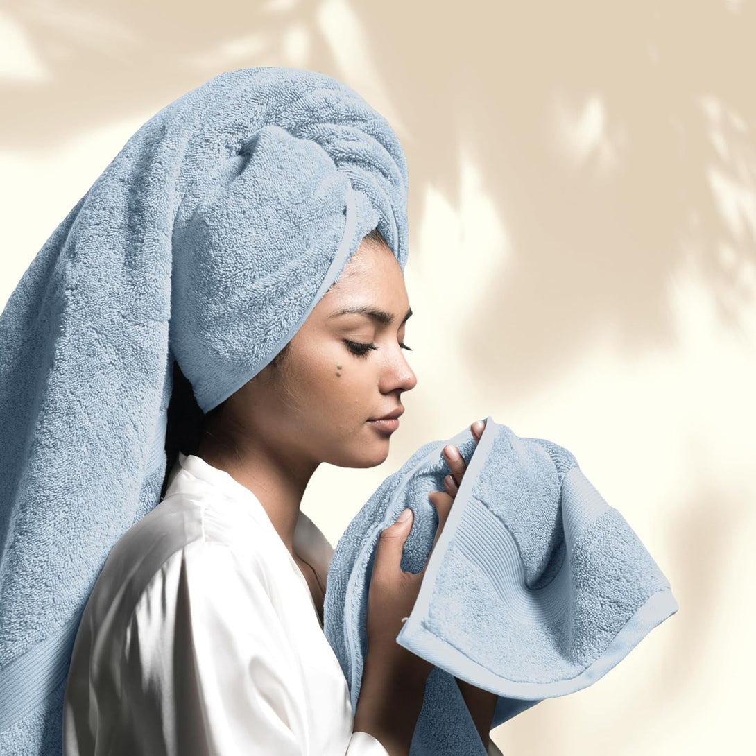 Miracle Made® Wash Cloth - Sky Bkue 13 X 13 Inches - Premium 100% Long Staple Silver Ion Cotton Bath Towel Cloth - Ultra Soft Plush Fade Resistant Highly Absorbent Quick Drying Bath Sheet