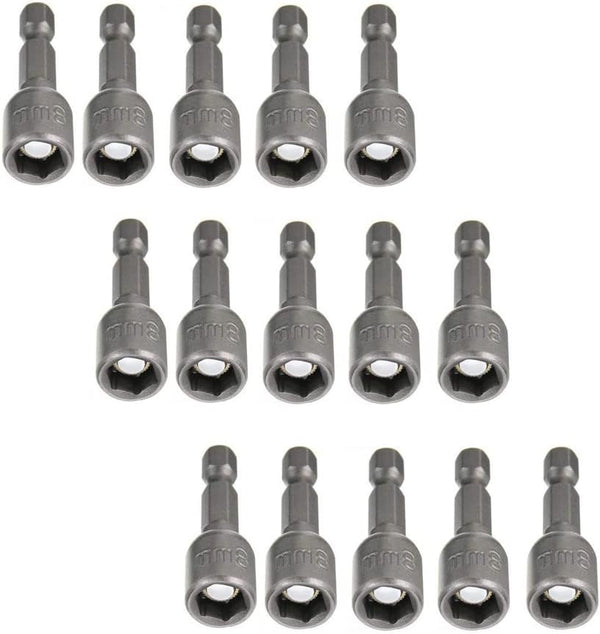 15Pcs Hex Magnetic Power 8Mm 5/16 Socket Adapter Drill Bit Nut Driver Set 1/4 Inch Hex for Power Tools