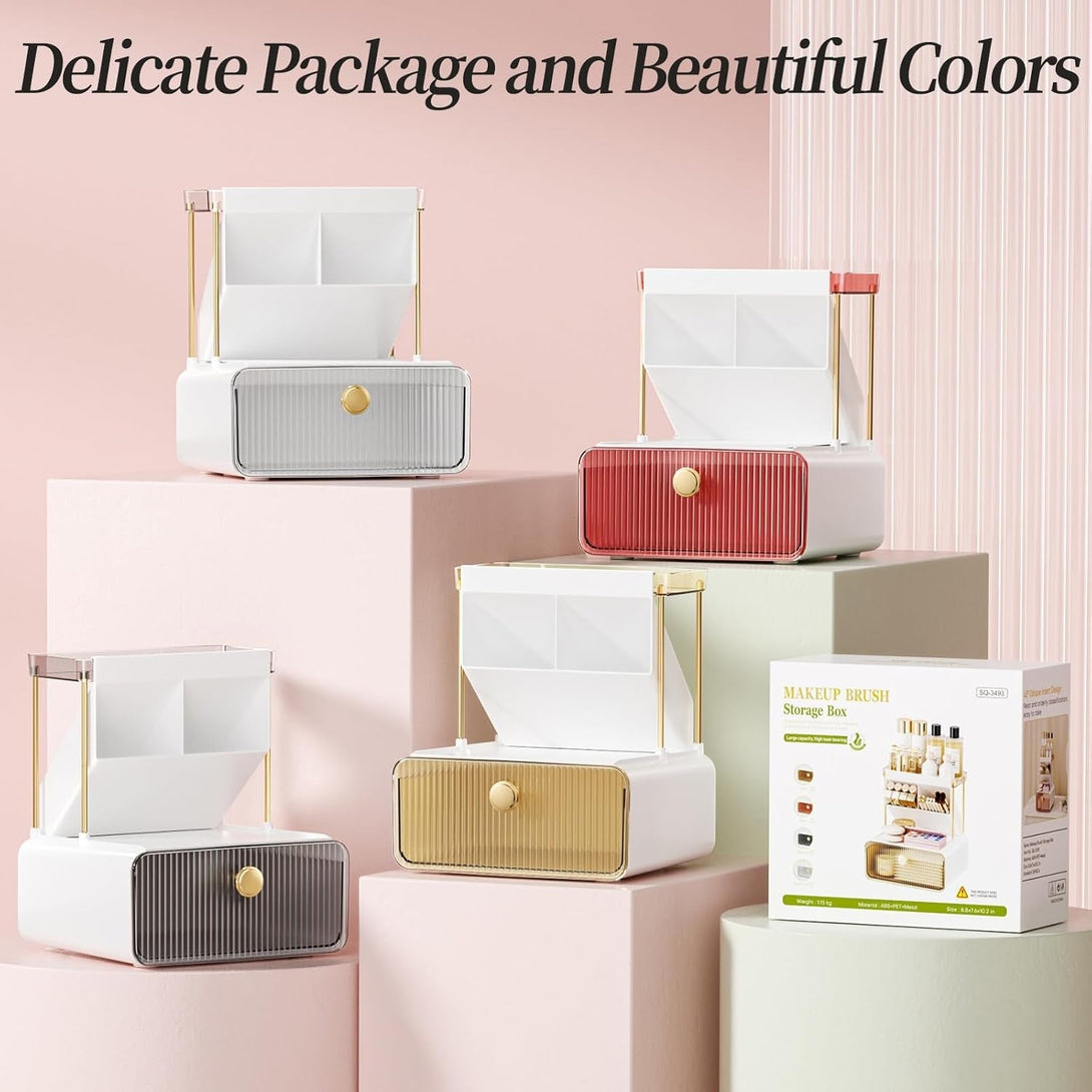 2-Tier Makeup Organizers Countertop,Versatile Bathroom Counter Organizer,Cosmetic Make up Organizers for Vanity,Cute Skincare Organizer (Blush)