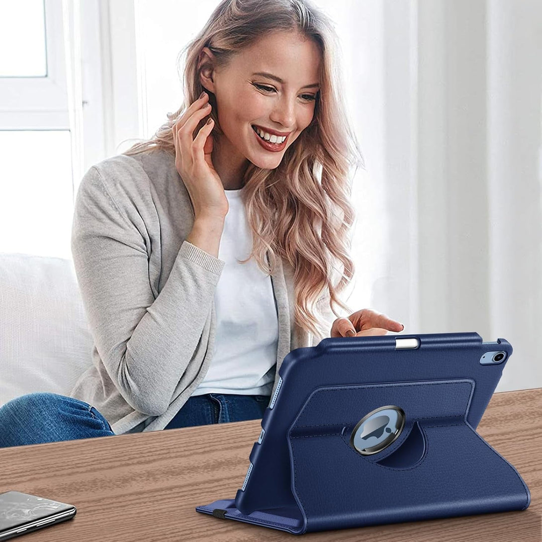 Fintie Rotating Case for Ipad (A16) 11Th Generation 11 Inch (2025), Ipad 10Th Generation 10.9 Inch (2022) - [Built-In Pencil Holder] 360 Degree Rotating Protective Stand Cover, Navy