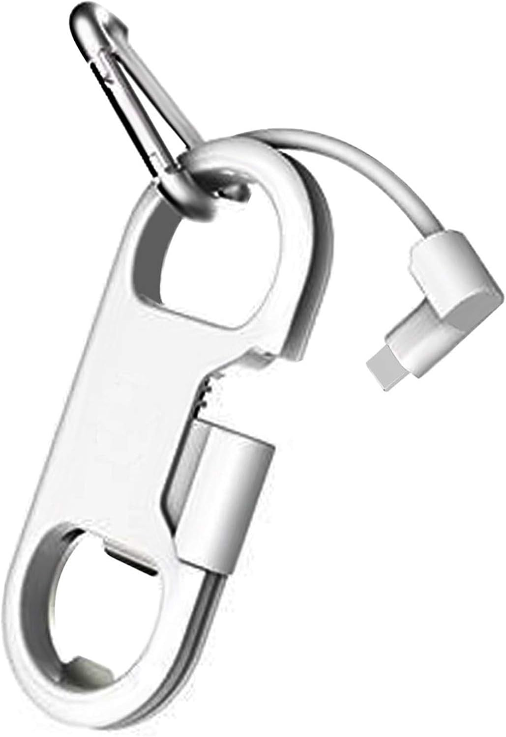 Iphone Charge Lightning Cable + Keychain + Bottle Opener + Aluminum Carabiner,Portable Multifunction Keychain Bottle Opener USB Charging Cord Short Cable for Iphone X/8/7/6S,Gift for Men Women(White)