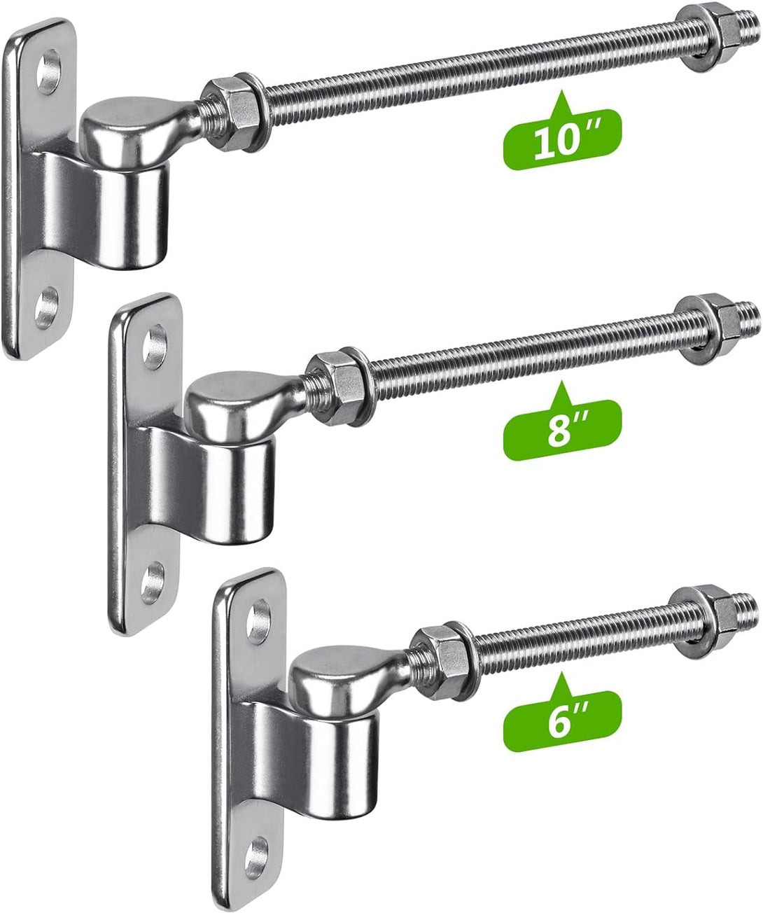 304 Stainless Steel Heavy Duty Gate Hinges, 6'' J Bolt Gate Hinge with Dia M12, 4Pack Welded Hinge for Farm Gate, One Piece Molded Gate Hinge for Metal Gate