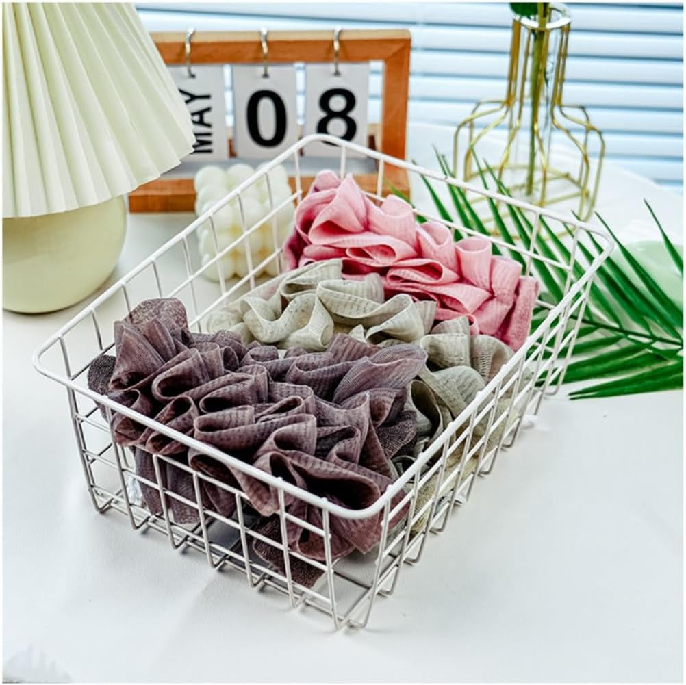 Washcloth Loofah Combo 2-In-1 Loufee Washcloth That Holds Bar Soap-Exfoliation Mesh Shower Ball for Body Wash & Smooth Skin+Free Loofah Dish Towel (Six Colors One Each)