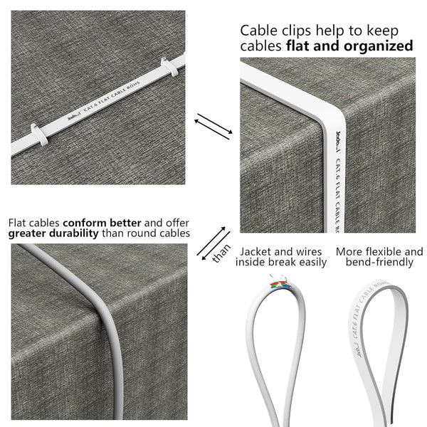 Cat 6 Ethernet Cable 60 Ft, Outdoor&Indoor, 10Gbps Support Cat8 Cat7 Network, Slim Long Flat Internet LAN Patch Cord, Cat6 Fast Speed Weatherproof