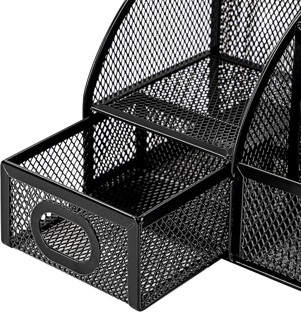 Amazon Basics Mesh Pen Holder and Organizer, Black, â9.1" X 5.9" X 5.5