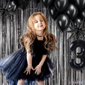 Black Tinsel Curtain Party Backdrop - GREATRIL Party Streamers Backdrop Foil Fringe Curtains for Birthdays/Wizard Halloween Decorations - 1M X