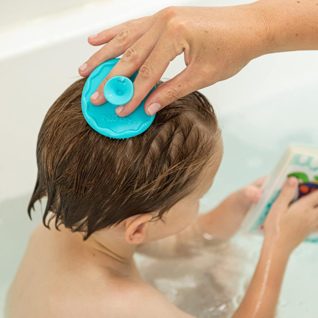 Nuby Scrubbies Silicone Bath Brush - Baby Essentials - Baby Bath Accessories - (2-Pack) Blue