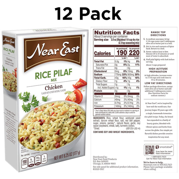 Near East Rice Pilaf Mix, Chicken, 6.25Oz Boxes (12 Pack)