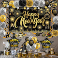 Happy New Year Party Backdrop Fabric Sign Poster Banner with Pattern Firework for New Year Party Decoration Photo Props Background Supplies