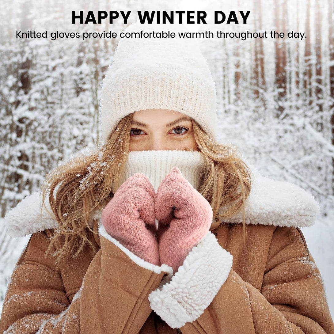 Winter Gloves - 4/3 Pairs Women'S Winter Gloves, Knit Touchscreen Gloves Women Men, Gloves for Cold Weather