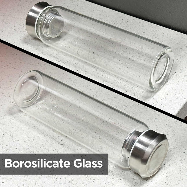 32 Oz Glass Water Bottles with Stainless Steel Lid and Sleeve - Borosilicate Glass Sports Water Bottle with Strap for Dr