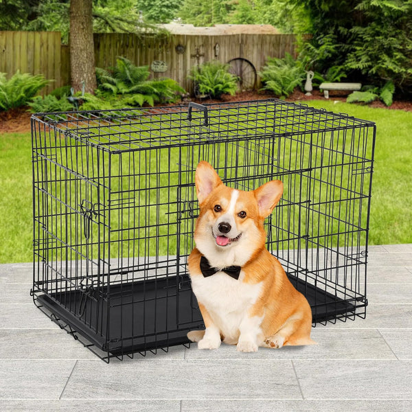Bestpet 30 Inch Dog Crates for Medium Small Dogs Folding Metal Wire Crates Dog Kennels Outdoor and Indoor Pet Dog Cage Crate with