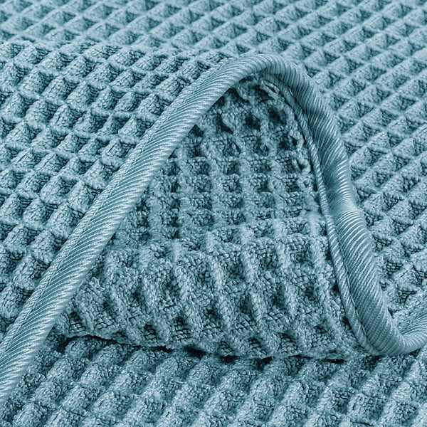 POLYTE 430 GSM Microfiber Lint Free Washcloth Face Towel, 13 x 13 in, 4 Pack (Waffle Weave) Green