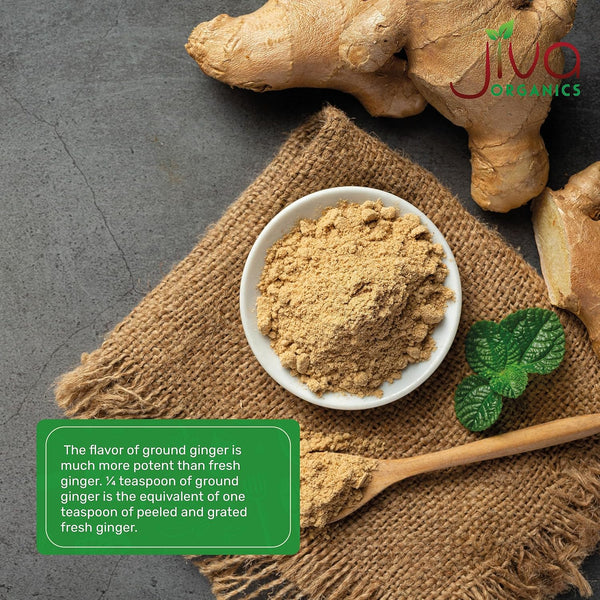Jiva Organics Organic Ginger Root Powder 1 LB Jar - Gluten Free, Non-Gmo - for Cooking, Baking, Tea & More - Bulk Ginger Ground Dry