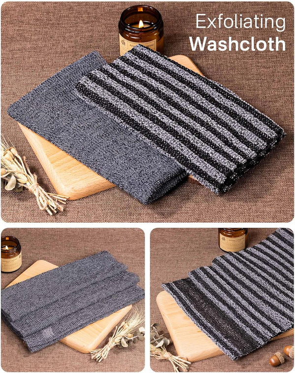 Yiclick 2PCS Exfoliating Washcloth Towel - Exfoliating Body Scrubber Exfoliator, Loofah Sponge Wash Cloth, Korean & Japanse & African Net Sponge