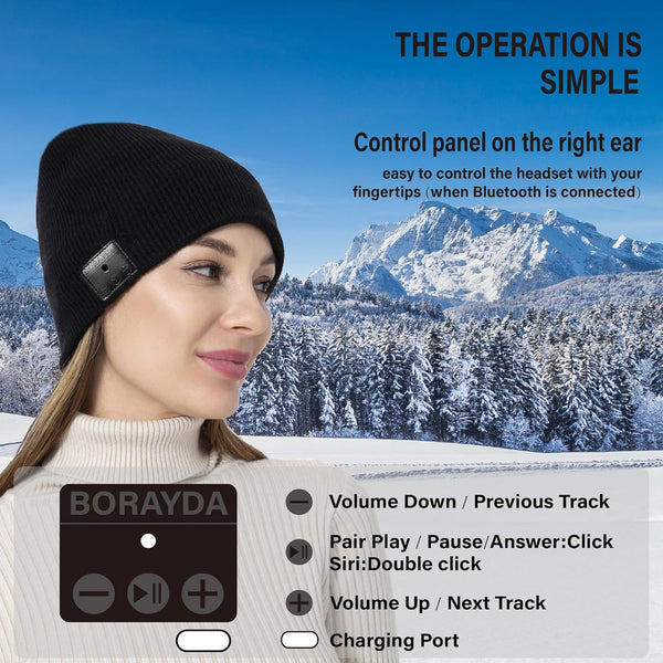 Bluetooth Beanie, HD Stereo, Built-In Mic, Men'S/Women'S Christmas Electronic Gifts