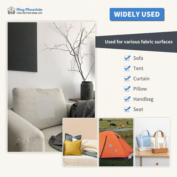 KING MOUNTAIN Canvas Repair Patch 9 X11 Inch 2 Pcs Self-Adhesive Waterproof Fabric Patch for Sofas, Tents, Furniture,Tote Bags, Car Seats (Beige2.0)