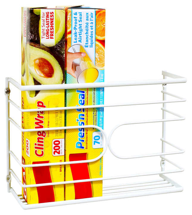 Decobrothers Wall Mount Kitchen Wrap Organizer Rack, White