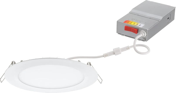 Juno LED Recessed Lights 6 Inch round Wafer Downlight, 5-In-1 Switchable White Color Temperature, 120 Volts, 6-Inch Ultra-Thin Flat Trim, Matte