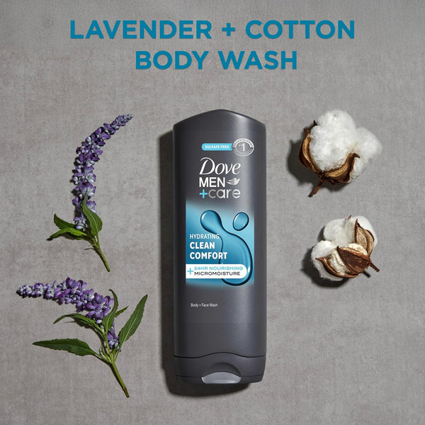 Dove Men+Care Body and Face Wash Hydrating Clean Comfort Body Wash for Men with 24-Hour Nourishing Micromoisture Technology 18 Oz