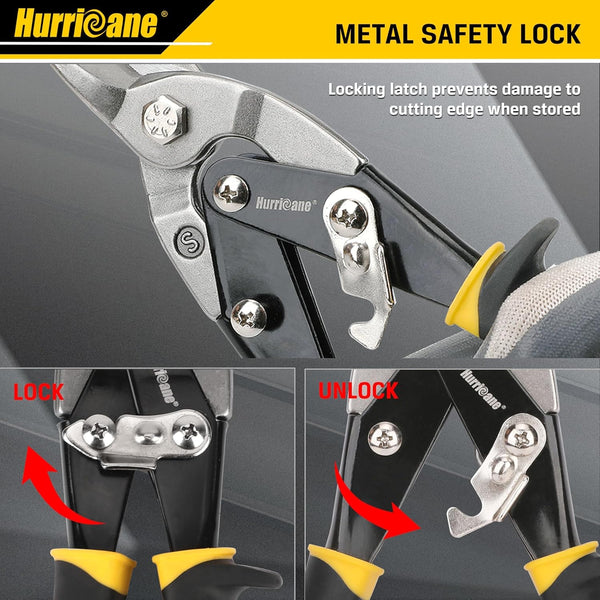 HURRICANE 10 Inch Aviation Tin Snips, Heavy Duty Metal Cutter Shears for Cutting Sheet Metal, Straight Cut, Chrome Vanadium Steel